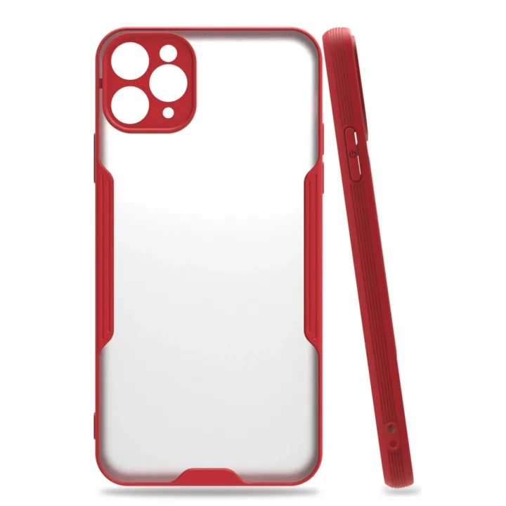 Mey İthalat®   iPhone 11 Pro Max Kılıf Platin Silikon - Kırmızı