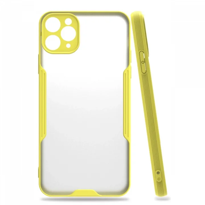Mey İthalat®   iPhone 11 Pro Max Kılıf Platin Silikon - Sarı