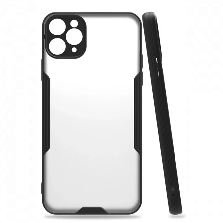 Mey İthalat®   iPhone 11 Pro Max Kılıf Platin Silikon - Siyah