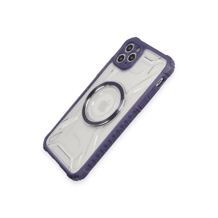 Mey İthalat®  iPhone 11 Pro Max Kılıf Prag Magneticsafe Kapak - Derin Mor