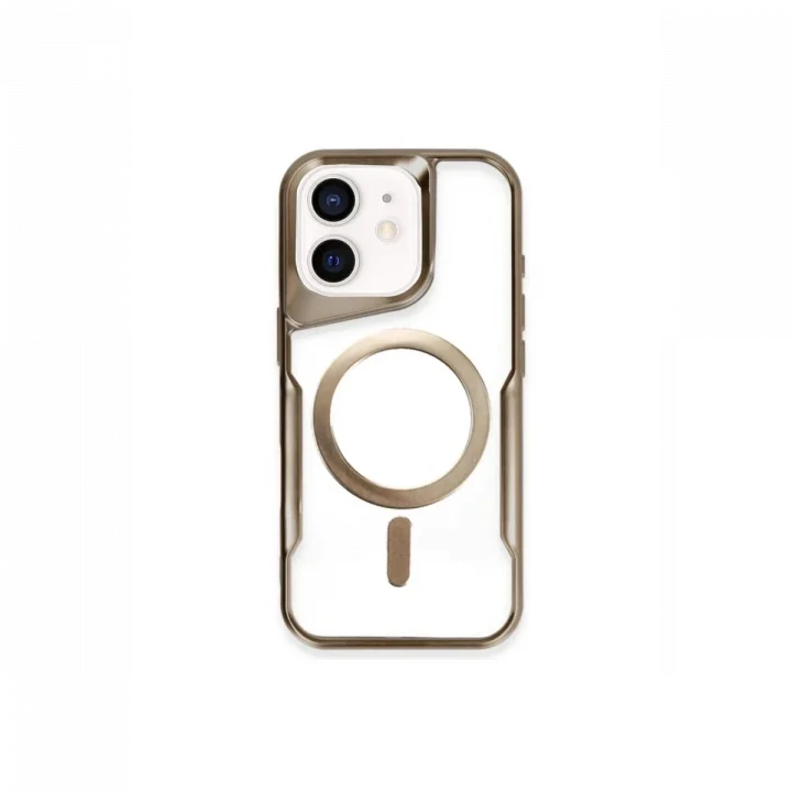 Mey İthalat®   iPhone 12 Kılıf Boyi Magsafe Silikon Kapak - Kahverengi