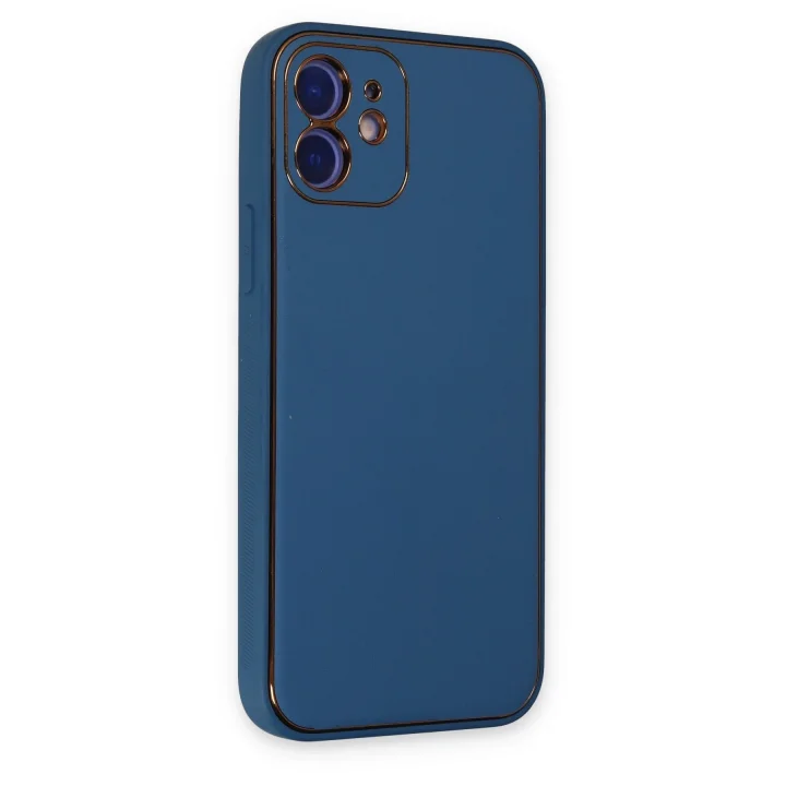 Mey İthalat®  iPhone 12 Kılıf Coco Deri Silikon Kapak - Açık Mavi