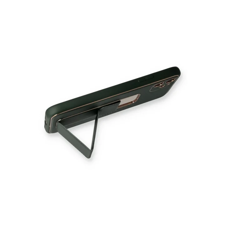 Mey İthalat®  iPhone 12 Kılıf Coco Deri Standlı Kapak - Füme