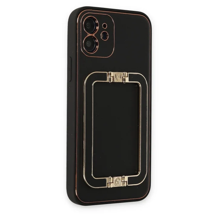 Mey İthalat®  iPhone 12 Kılıf Coco Elit Kapak - Siyah