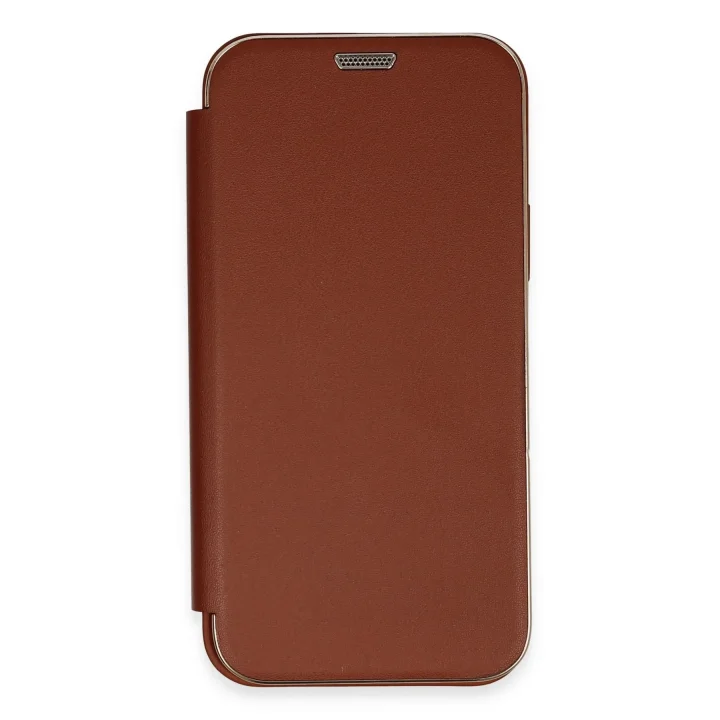 Mey İthalat®  iPhone 12 Kılıf Dolpin Kapaklı - Kahverengi