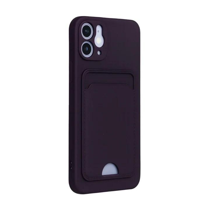 Mey İthalat®  iPhone 12 Kılıf Kelvin Kartvizitli Silikon - Derin Mor