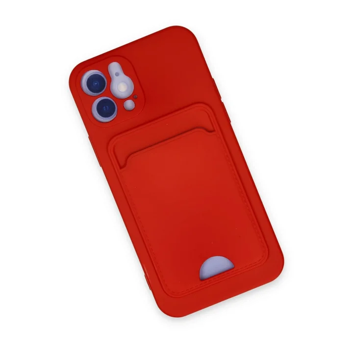 Mey İthalat®  iPhone 12 Kılıf Kelvin Kartvizitli Silikon - Kırmızı