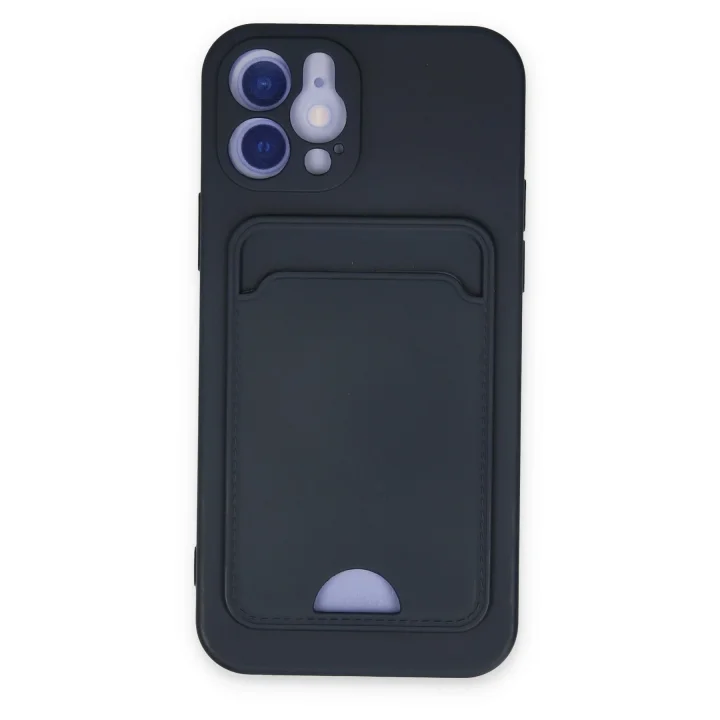 Mey İthalat®  iPhone 12 Kılıf Kelvin Kartvizitli Silikon - Lacivert