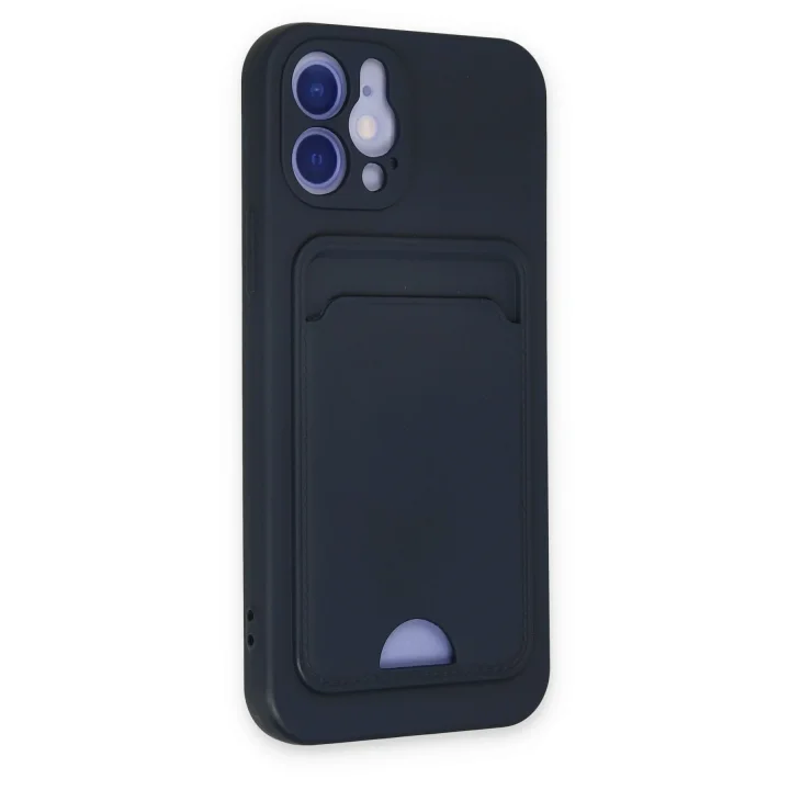 Mey İthalat®  iPhone 12 Kılıf Kelvin Kartvizitli Silikon - Lacivert