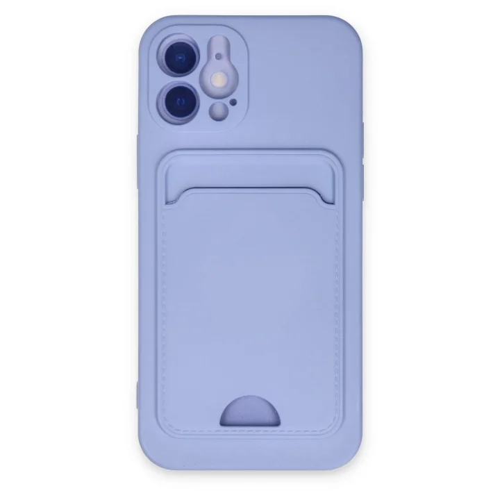 Mey İthalat®  iPhone 12 Kılıf Kelvin Kartvizitli Silikon - Lila