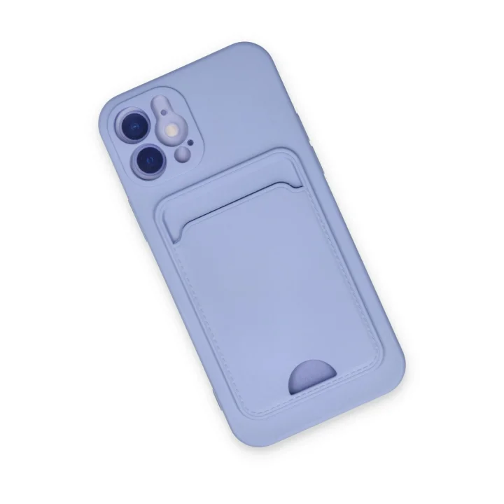 Mey İthalat®  iPhone 12 Kılıf Kelvin Kartvizitli Silikon - Lila
