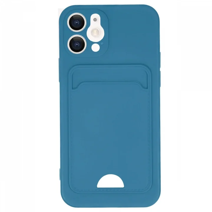 Mey İthalat®   iPhone 12 Kılıf Kelvin Kartvizitli Silikon - Mavi