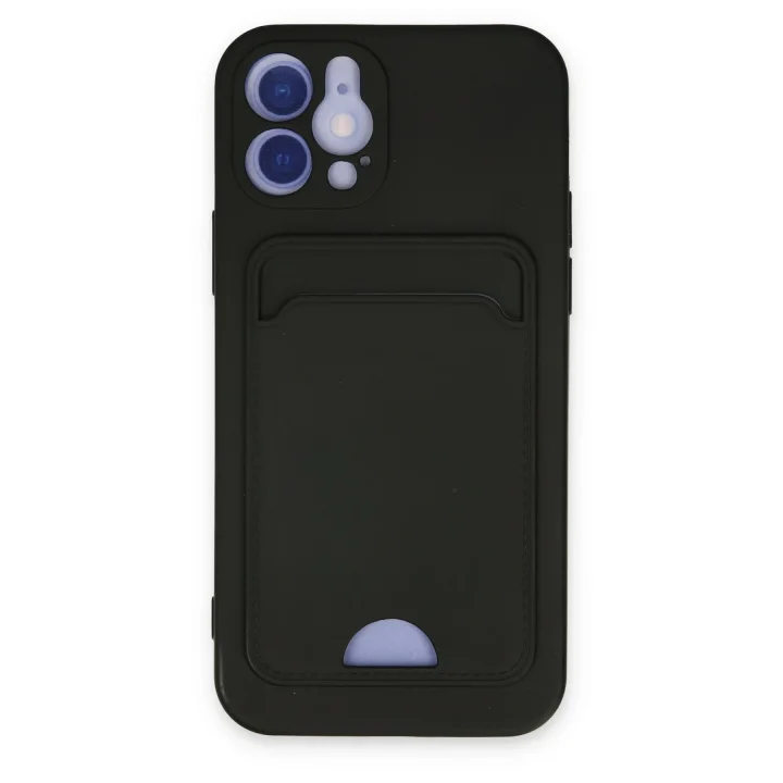 Mey İthalat®  iPhone 12 Kılıf Kelvin Kartvizitli Silikon - Siyah