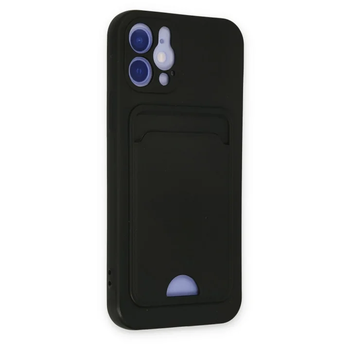 Mey İthalat®  iPhone 12 Kılıf Kelvin Kartvizitli Silikon - Siyah