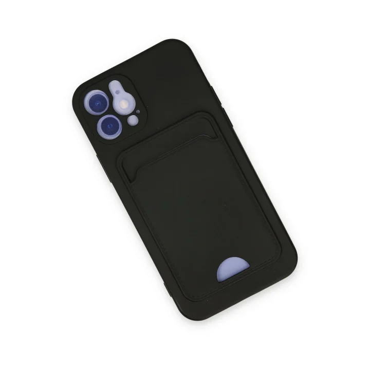 Mey İthalat®  iPhone 12 Kılıf Kelvin Kartvizitli Silikon - Siyah
