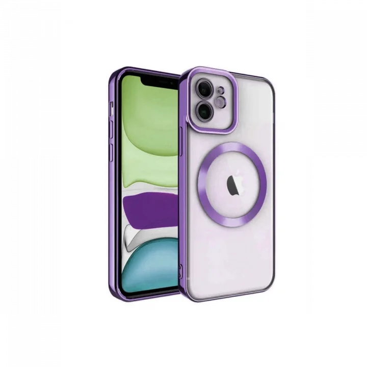 Mey İthalat®   iPhone 12 Kılıf Kross Magneticsafe Kapak - Mor