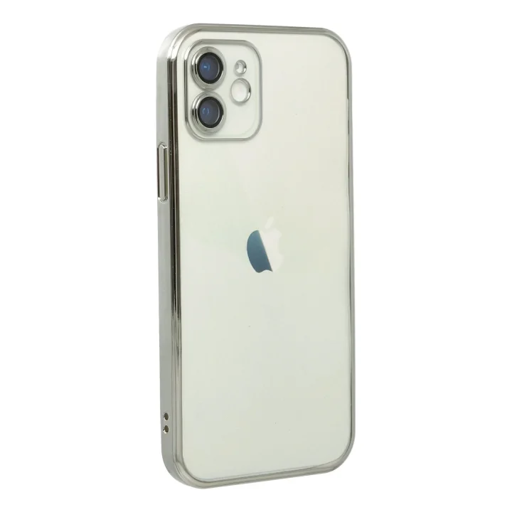 Mey İthalat®   iPhone 12 Kılıf  Lensli Silikon - Gümüş