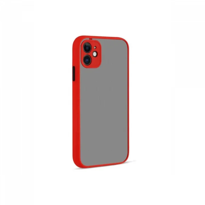 Mey İthalat®  iPhone 12 Kılıf Montreal Silikon Kapak - Kırmızı