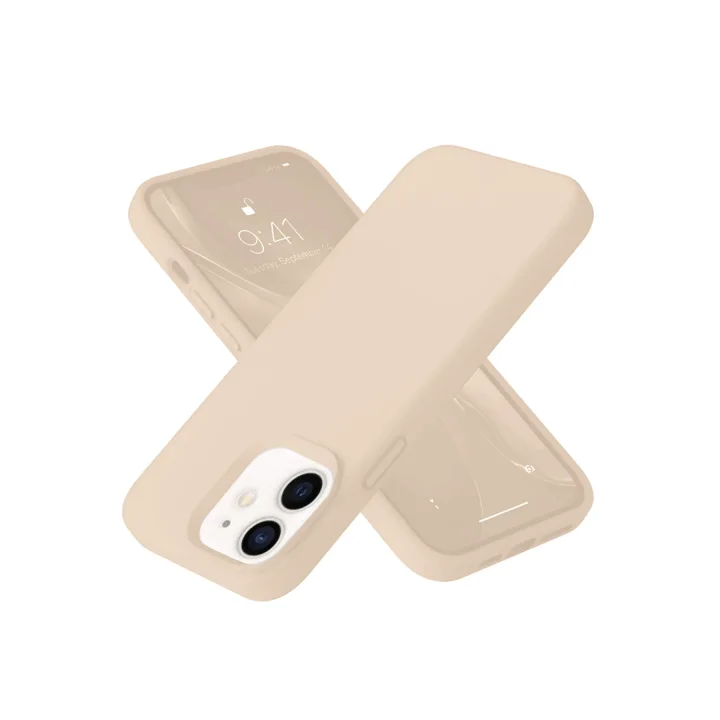 Mey İthalat®  iPhone 12 Kılıf Nano içi Kadife Silikon - Pudra