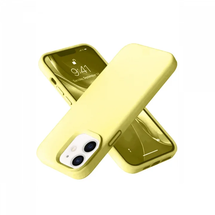 Mey İthalat®  iPhone 12 Kılıf Nano içi Kadife Silikon- Sarı
