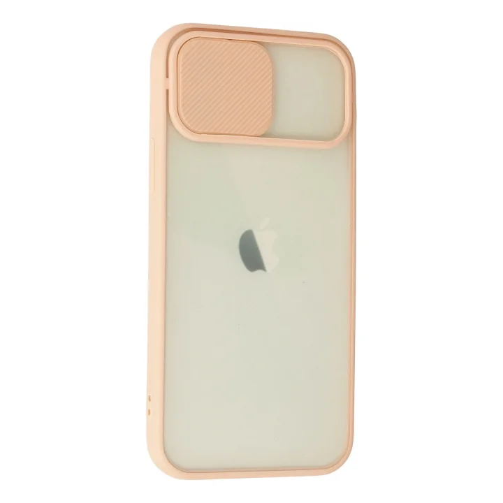 Mey İthalat®  iPhone 12 Kılıf Palm Buzlu Kamera Sürgülü Silikon - Pembe