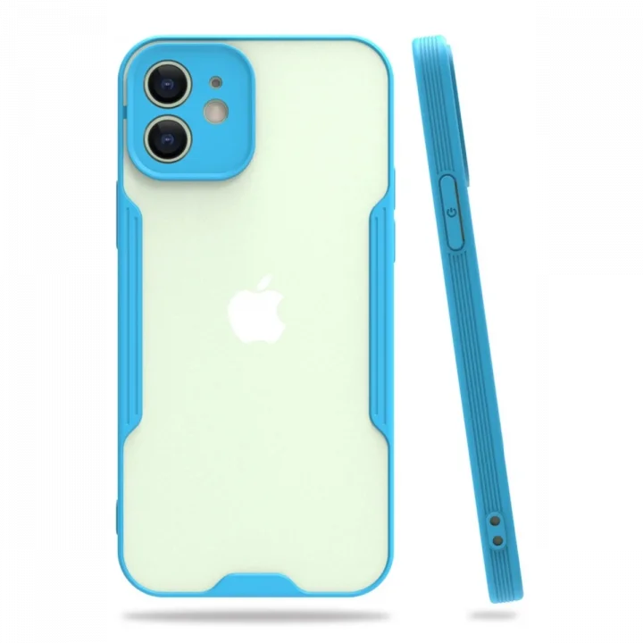 Mey İthalat®   iPhone 12 Kılıf Platin Silikon - Mavi