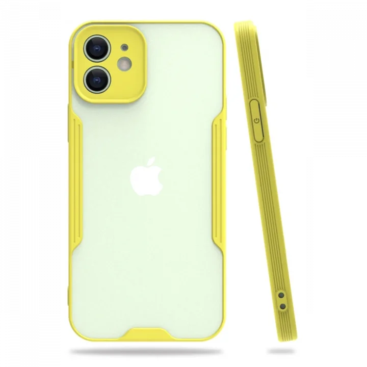 Mey İthalat®   iPhone 12 Kılıf Platin Silikon - Sarı