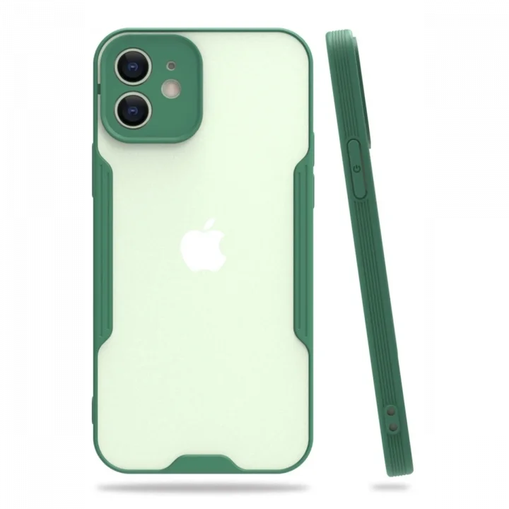 Mey İthalat®   iPhone 12 Kılıf Platin Silikon - Yeşil