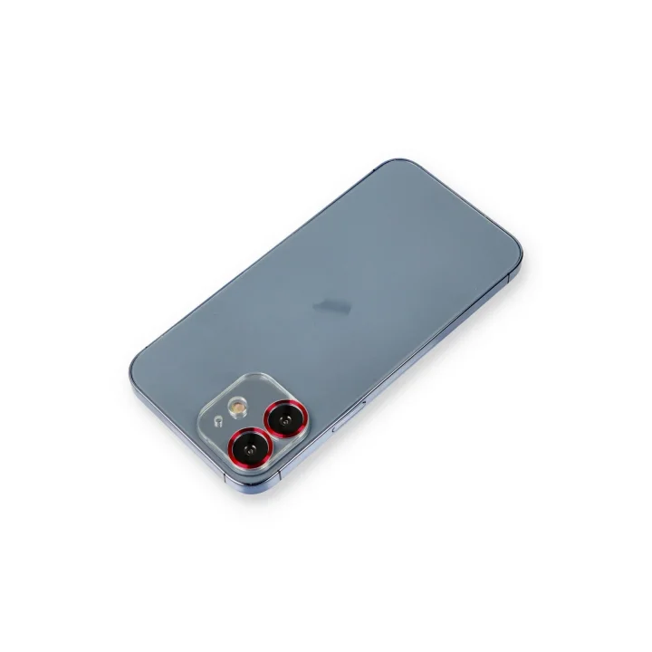 Mey İthalat®  iPhone 12 Metal Kamera Lens Koruma Cam - Kırmızı