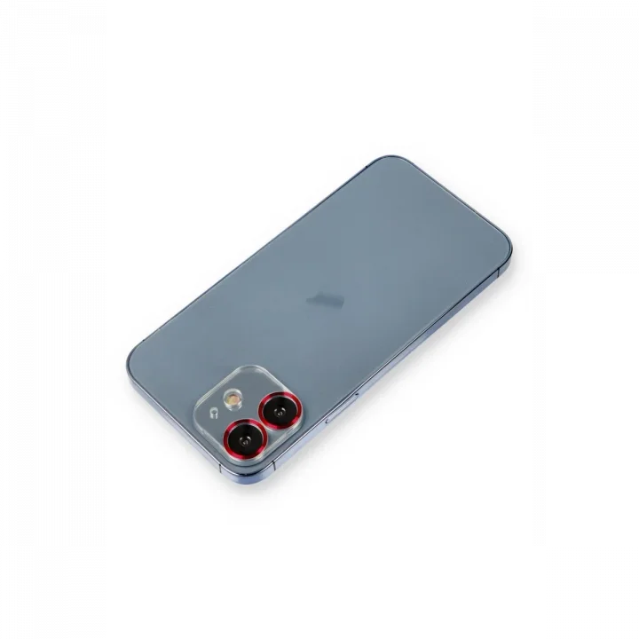 Mey İthalat®  iPhone 12 Metal Kamera Lens Koruma Cam - Kırmızı