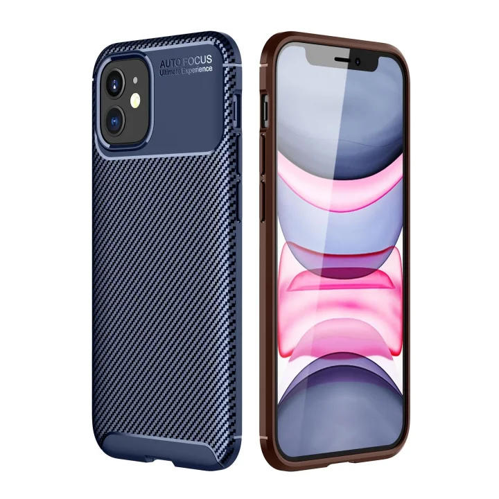 Mey İthalat®  iPhone 12 Mini Kılıf Auto Focus Karbon Kapak - Lacivert