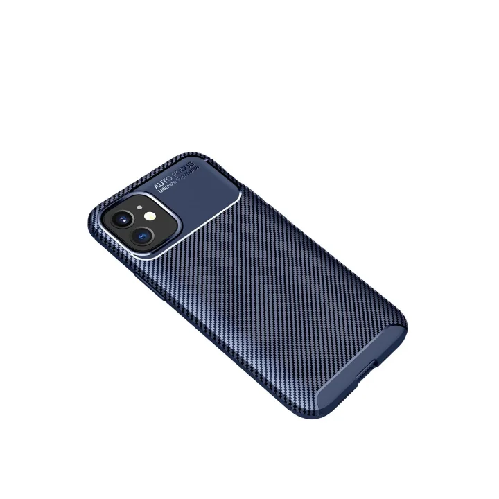 Mey İthalat®  iPhone 12 Mini Kılıf Auto Focus Karbon Kapak - Lacivert