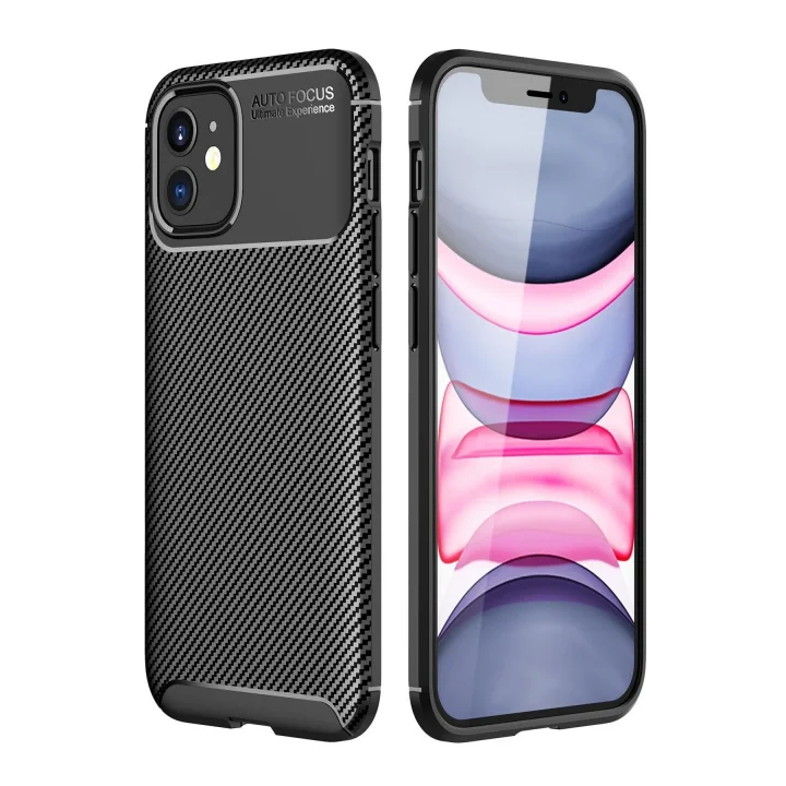 Mey İthalat®  iPhone 12 Mini Kılıf Auto Focus Karbon Kapak - Siyah