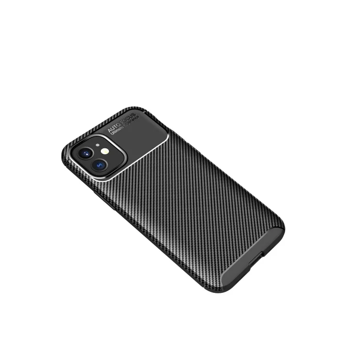 Mey İthalat®  iPhone 12 Mini Kılıf Auto Focus Karbon Kapak - Siyah