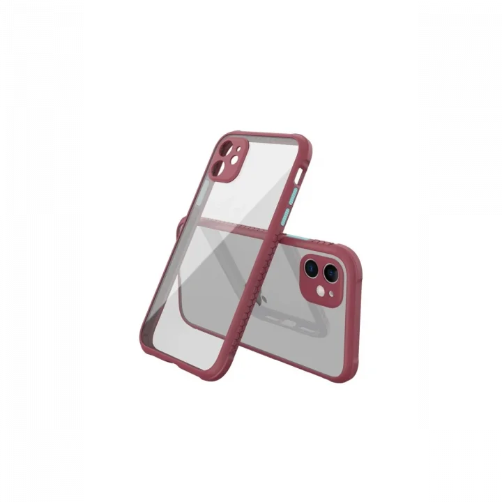 Mey İthalat®  iPhone 12 Mini Kılıf Miami Şeffaf Silikon - Fuşya