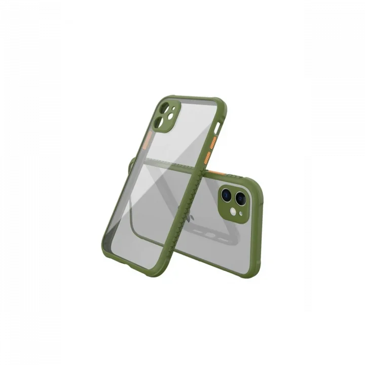 Mey İthalat®  iPhone 12 Mini Kılıf Miami Şeffaf Silikon - Koyu Yeşil