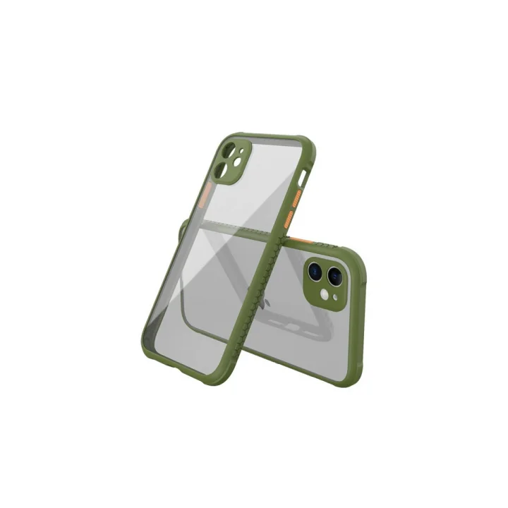 Mey İthalat®  iPhone 12 Mini Kılıf Miami Şeffaf Silikon - Koyu Yeşil