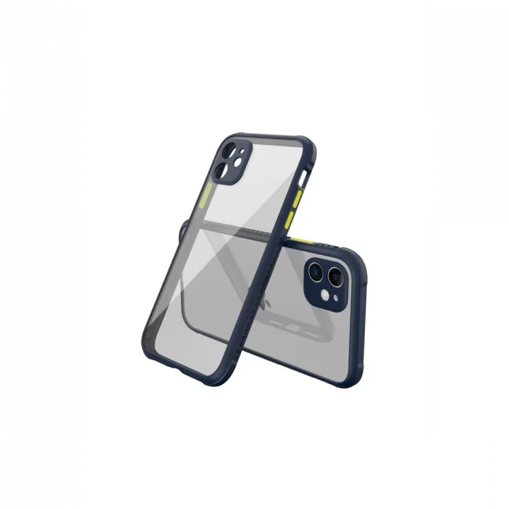 Mey İthalat®  iPhone 12 Mini Kılıf Miami Şeffaf Silikon - Lacivert