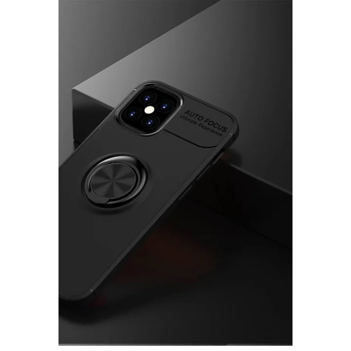 Mey İthalat®   iPhone 12 Mini Kılıf Range Yüzüklü Silikon - Siyah