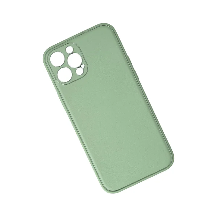 Mey İthalat®  iPhone 12 Pro Kılıf Coco Deri Silikon Kapak - Açık Yeşil