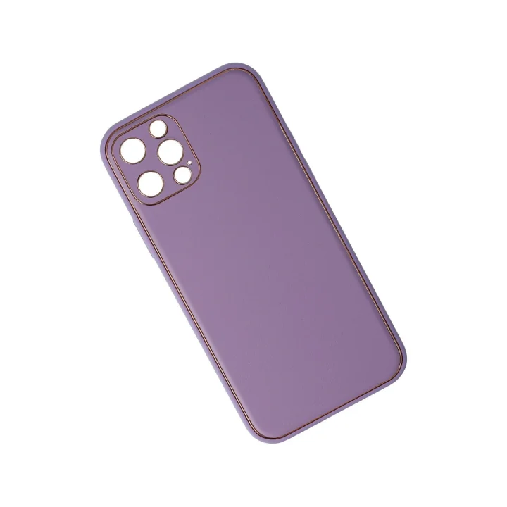 Mey İthalat®  iPhone 12 Pro Kılıf Coco Deri Silikon Kapak - Lila