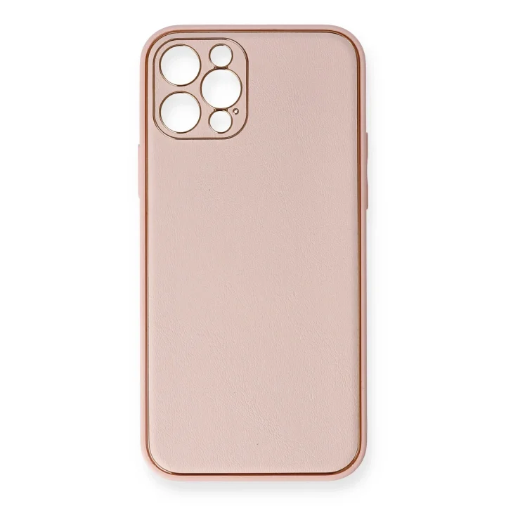 Mey İthalat®  iPhone 12 Pro Kılıf Coco Deri Silikon Kapak - Pembe