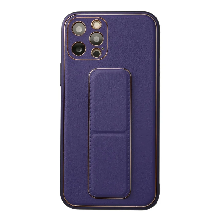 Mey İthalat®   iPhone 12 Pro Kılıf Coco Deri Standlı Kapak - Mor