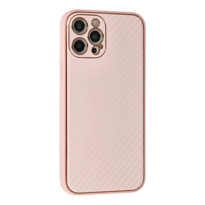Mey İthalat®  iPhone 12 Pro Kılıf Coco Karbon Silikon - Pembe