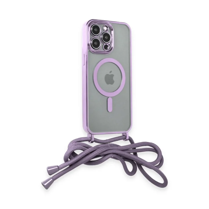 Mey İthalat®  iPhone 12 Pro Kılıf Divo Lazer Askılı Magsafe Kapak - Lila