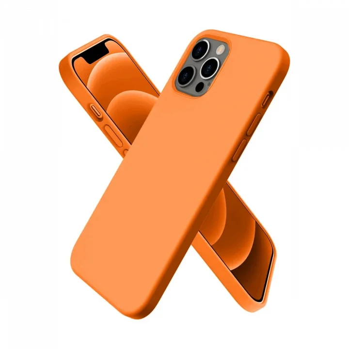 Mey İthalat®  iPhone 12 Pro Kılıf First Silikon - Turuncu