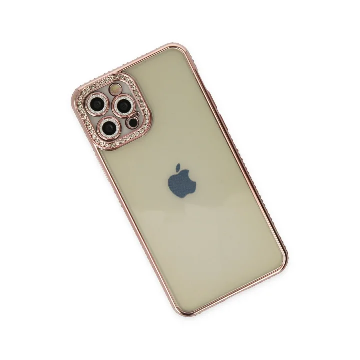 Mey İthalat®   iPhone 12 Pro Kılıf Joke Taşlı Silikon - Pembe