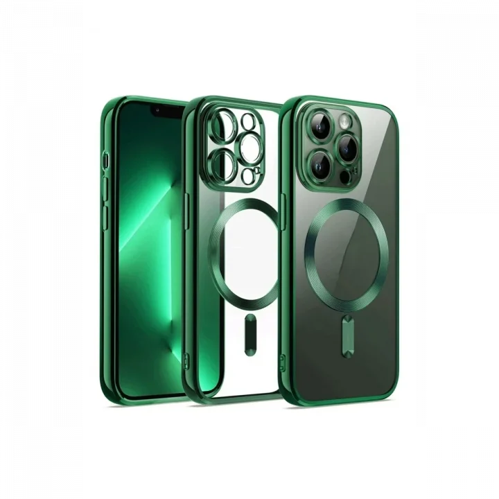 Mey İthalat®   iPhone 12 Pro Kılıf Kross Magneticsafe Kapak - Koyu Yeşil