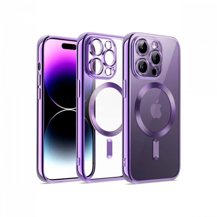 Mey İthalat®   iPhone 12 Pro Kılıf Kross Magneticsafe Kapak - Mor