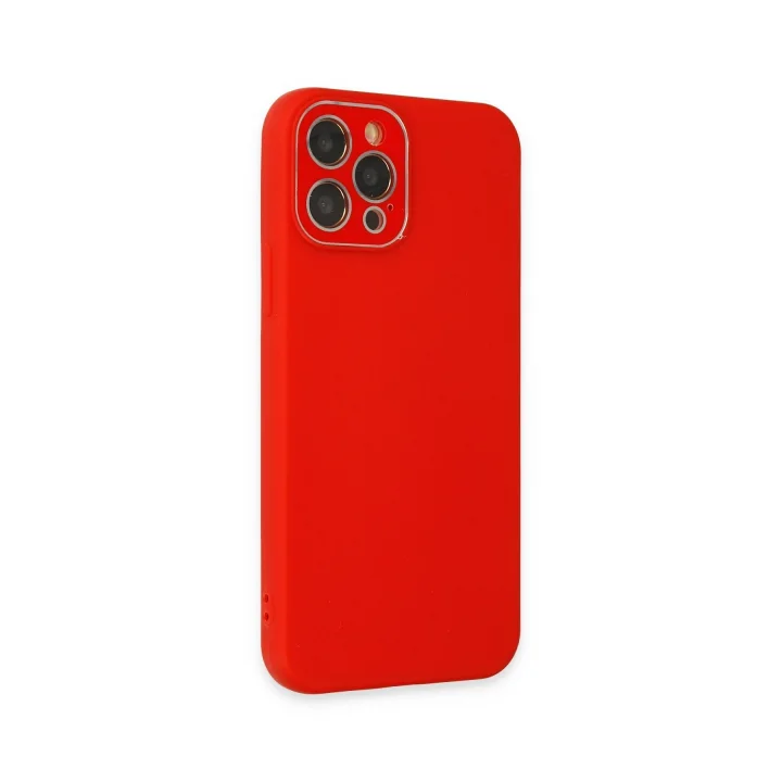 Mey İthalat®  iPhone 12 Pro Kılıf Lansman Glass Kapak - Kırmızı